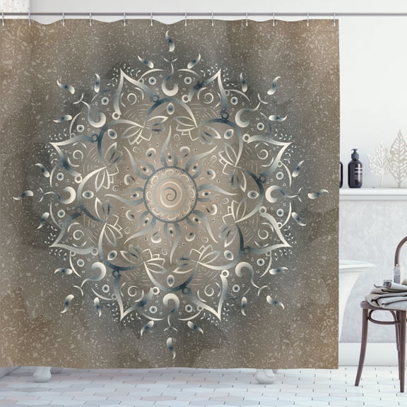 Ambesonne Lotus Shower Curtain, Sun Pattern Ombre Effect Art, 69"Wx70"L, Sepia Dusk