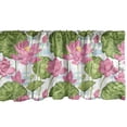 thumbnail image 1 of Ambesonne Lotus Window Valance, Watercolor Style Nature Scene from Japan Blooming Flowers Pastoral Art, Curtain Valance for Kitchen Bedroom Decor with Rod Pocket, 54" X 12", Fern Green Pale Blue, 1 of 3