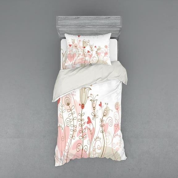 Ambesonne Love Bedding Set 3 Pcs, Wedding Inspired Art, Twin XL, Pale Pink