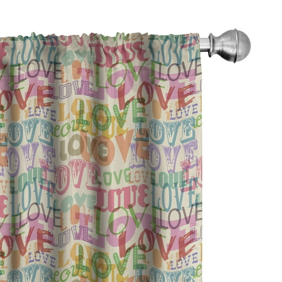 Ambesonne Love Curtains, Colorful Romantic Engagement, Pair of 28"x63", Multicolor