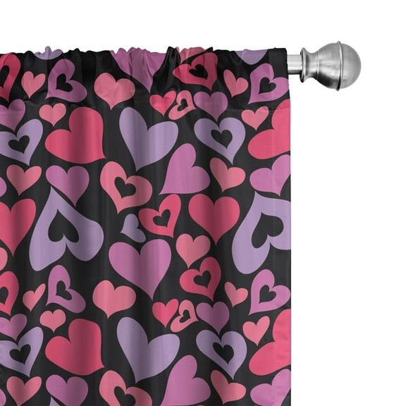Ambesonne Love Curtains, Pinkish Hearts Valentines, Pair of 28"x84", Multicolor