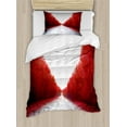 thumbnail image 1 of Ambesonne Love Duvet Cover Sets, Autumn Trees Landscape, 2-Twin, Red White, 1 of 3