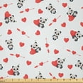 thumbnail image 1 of Ambesonne Love Fabric by the Yard Microfiber, Panda with Hearts, 5 Yards, Vermilion Beige Black, 1 of 2