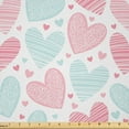 thumbnail image 1 of Ambesonne Love Fabric by the Yard Microfiber, Swirling and Striped Hearts, 1 Yard, Pastel Pink Rose, 1 of 1