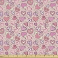 thumbnail image 1 of Ambesonne Love Fabric by the Yard Upholstery, Romantic Doodle Heart, 1 Yard, Coral Pink Pale Yellow, 1 of 5