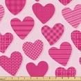 thumbnail image 1 of Ambesonne Love Fabric by the Yard Upholstery, Striped Dotted Hearts Pattern, 2 Yards, Magenta Pink and Blush, 1 of 5