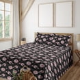 thumbnail image 1 of Ambesonne Love Fitted & Flat Sheet with Shams 4 Pcs Set, Garden of Roses Lovers Pattern, Calking, Pale Rose and Charcoal Grey, 1 of 1