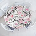 thumbnail image 1 of Ambesonne Love Fitted Round Tablecloth, Peonies Hearts Romantic Art, 40"- 44" Diameter, Soft Pink and Pastel Green, 1 of 5