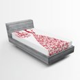 thumbnail image 1 of Ambesonne Love Fitted Sheet, Monochrome Butterfly Cartoon, Twin Size, Red and White, 1 of 2