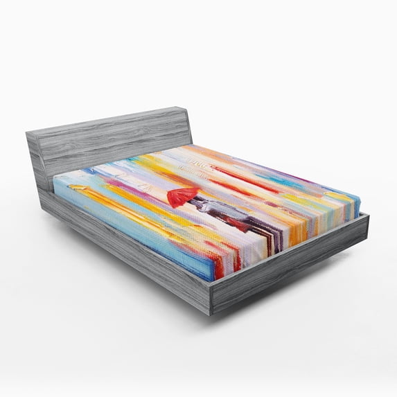 Ambesonne Love Fitted Sheet, Painting Effect Romance, Queen Size, Multicolor
