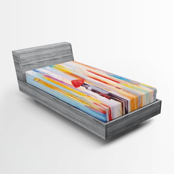 Ambesonne Love Fitted Sheet, Painting Effect Romance, Twin Size, Multicolor