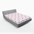 thumbnail image 1 of Ambesonne Love Fitted Sheet, Pink Hearts Girls Pony, California King, Hot Pink White, 1 of 3