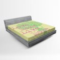 thumbnail image 1 of Ambesonne Love Fitted Sheet, Positive World Wishes, Queen Size, Green Soft Pink Yellow, 1 of 2