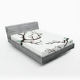 thumbnail image 1 of Ambesonne Love Fitted Sheet, Retro Birds on Tree Branch, Full Size, Green Pink Brown, 1 of 3