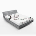 thumbnail image 1 of Ambesonne Love Fitted Sheet, Retro Birds on Tree Branch, Queen Size, Green Pink Brown, 1 of 3