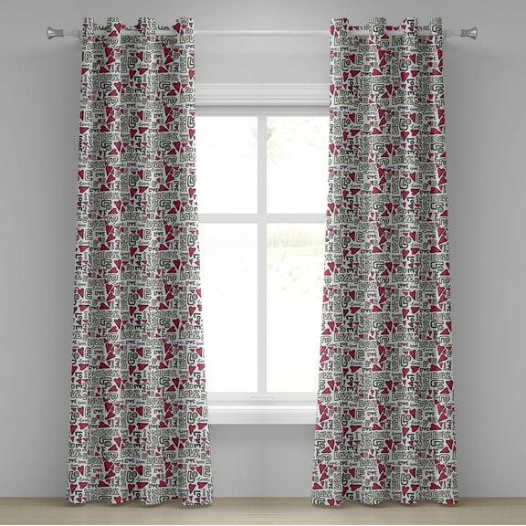 Ambesonne Love Grommet Curtain, Graffiti Words Romantic, 50" x 120", Magenta Ivory Pale Green