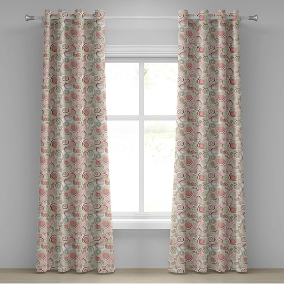 Ambesonne Love Grommet Curtain, Romantic Pastel Spring, 50" x 96", Pale Green Blush Brown