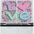 thumbnail image 1 of Ambesonne Love Kitchen Curtains, 3D Lettering Groovy, 55"x39", Multicolor, 1 of 2