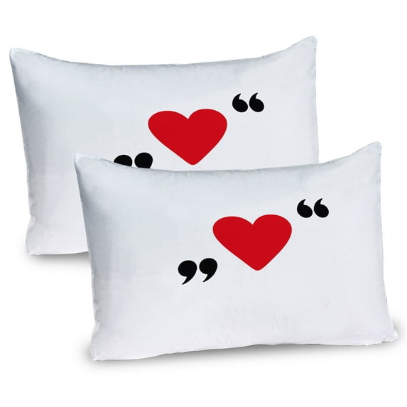 Ambesonne Love Pillow Sham 2 Pack, Red Simple Heart, 30"x20", Red Black White