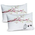 thumbnail image 1 of Ambesonne Love Pillow Sham 2 Pack, Roses Blossoms Birds, 30"x20", Pink Brown White, 1 of 3