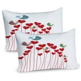 thumbnail image 1 of Ambesonne Love Pillow Sham 2 Pack, Spring Hearts Birds Art, 30"x20", Cadet Blue Mauve, 1 of 3