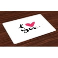 thumbnail image 1 of Ambesonne Love Place Mats Set of 4, Hand Drawn Design Romantic, Standard Size, Black Hot Pink White, 1 of 4