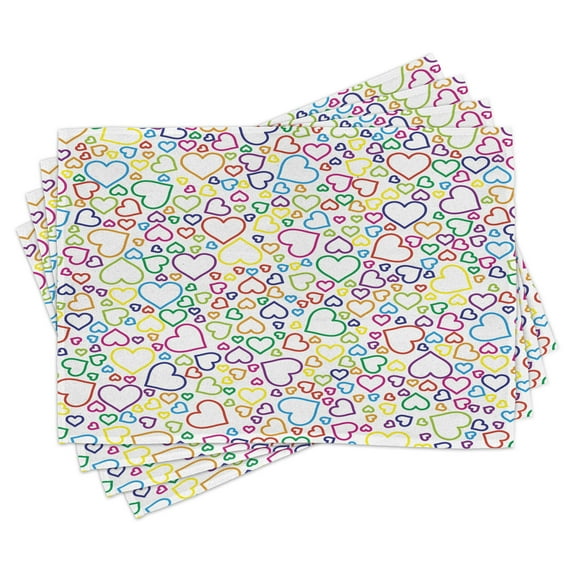 Ambesonne Love Place Mats Set of 4, Pop Art Curls Affection, Standard Size, Multicolor