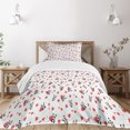 thumbnail image 1 of Ambesonne Love Quilted Bedspread Set 2 Pcs, Panda with Hearts, Twin Size, Vermilion Beige Black, 1 of 3