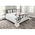 thumbnail image 1 of Ambesonne Love Quilted Bedspread Set 3 Pcs, Couple Cycling Together, King Size, Black White Scarlet, 1 of 3