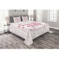 thumbnail image 1 of Ambesonne Love Quilted Bedspread Set 3 Pcs, Hearts Lines Romantic, King Size, Pink Red Blush, 1 of 5