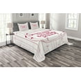thumbnail image 1 of Ambesonne Love Quilted Bedspread Set 3 Pcs, Hearts Lines Romantic, Queen Size, Pink Red Blush, 1 of 5