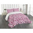 thumbnail image 1 of Ambesonne Love Quilted Bedspread Set 3 Pcs, Pink Hearts and Circles, King Size, Pink Black White, 1 of 5