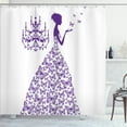 thumbnail image 1 of Ambesonne Love Shower Curtain, Antique Chandelier Cartoon, 69"Wx75"L, Purple and White, 1 of 5