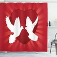 thumbnail image 1 of Ambesonne Love Shower Curtain, Doves Peace Symbol Romantic, 69"Wx70"L, White and Vermilion, 1 of 5
