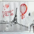 thumbnail image 1 of Ambesonne Love Shower Curtain, Paris Hot Air Balloon, 69"Wx84"L, Red Black Grey, 1 of 5