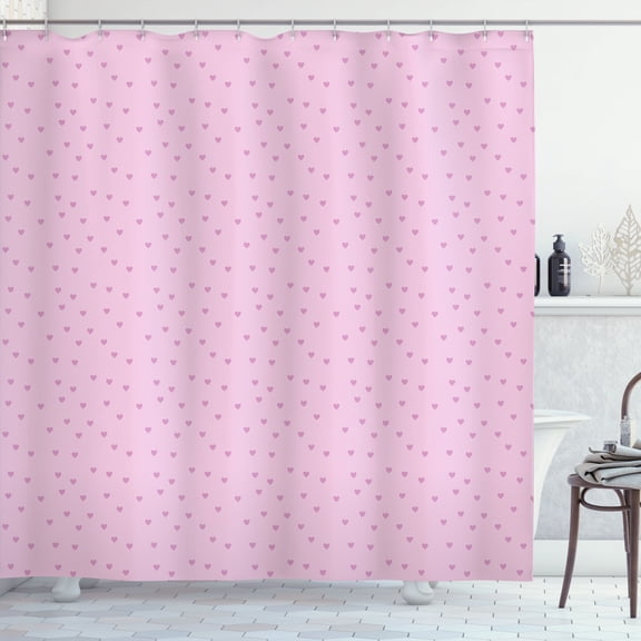 Ambesonne Love Shower Curtain, Romantic Heart Illustration, 69"Wx70"L, Soft Pink and Lilac