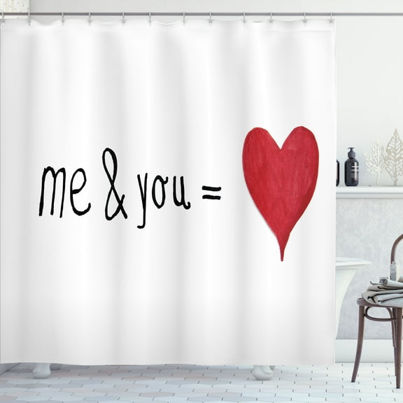 Ambesonne Love Shower Curtain, Words Affection Romance, 69"Wx75"L, Red Black White