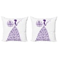 thumbnail image 1 of Ambesonne Love Throw Pillow Cover 2 Pack, Antique Chandelier Cartoon, 16", Purple and White, 1 of 2