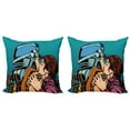 thumbnail image 1 of Ambesonne Love Throw Pillow Cover 2 Pack, Astroauts Wife Retro, 16", Petrol Blue and Brown, 1 of 2