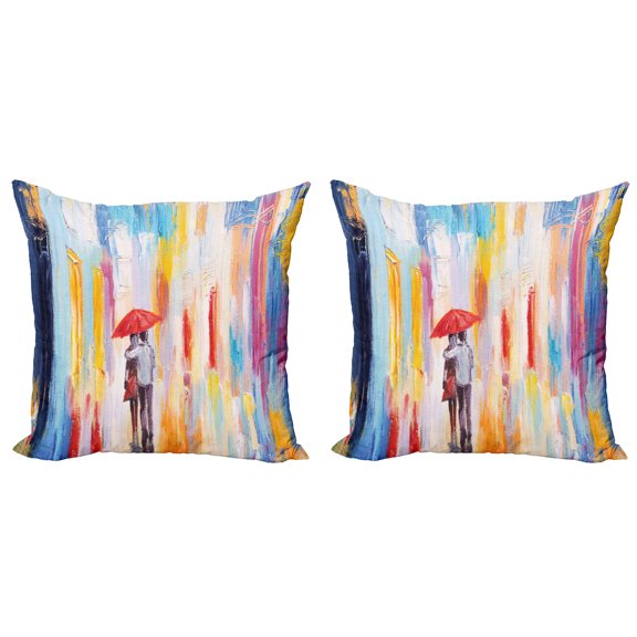 Ambesonne Love Throw Pillow Cover 2 Pack, Painting Effect Romance, 16", Multicolor