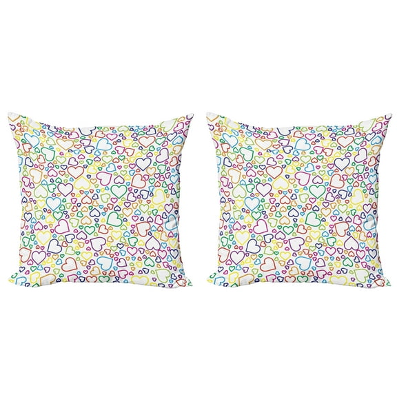 Ambesonne Love Throw Pillow Cover 2 Pack, Pop Art Curls Affection, 24", Multicolor