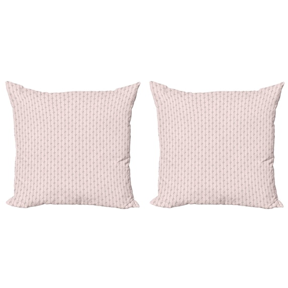Ambesonne Love Throw Pillow Cover 2 Pack, Stripe Sketch Heart, 18", Pale Pink and Black