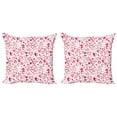 thumbnail image 1 of Ambesonne Love Throw Pillow Cover 2 Pack, Valentine Hearts Arrow, 20", Magenta Ruby White, 1 of 2
