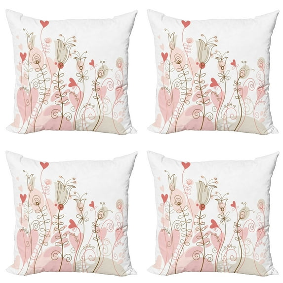 Ambesonne Love Throw Pillow Cover 4 Pack, Wedding Inspired Art, 20", Pale Pink