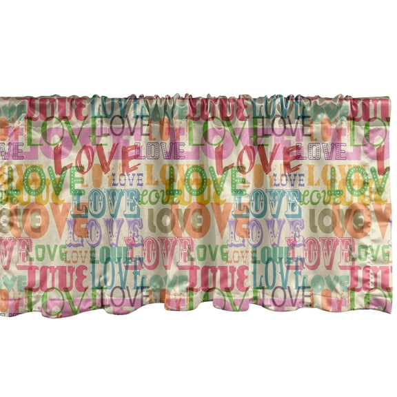 Ambesonne Love Window Valance, Colorful Romantic Engagement, 54" X 12", Multicolor