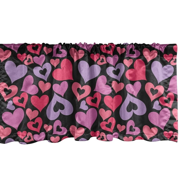 Ambesonne Love Window Valance, Pinkish Hearts Valentines, 54" X 18", Multicolor