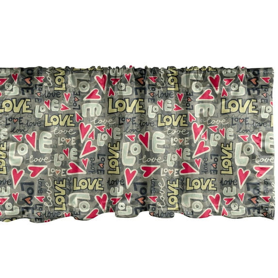 Ambesonne Love Window Valance, Retro Color Graffiti Texts, 42" x 18", Multicolor