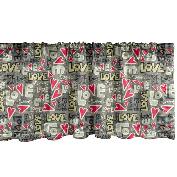 Ambesonne Love Window Valance, Retro Color Graffiti Texts, 54" X 18", Multicolor