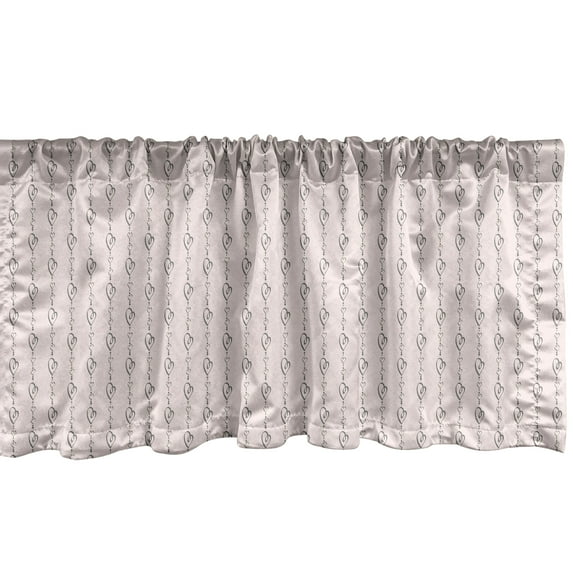 Ambesonne Love Window Valance, Stripe Sketch Heart, 54" X 12", Pale Pink and Black