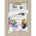 thumbnail image 1 of Ambesonne Love Wins Unicorn Character Rainbow Tail Duvet Cover Set, 1 of 3
